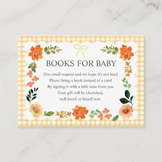 010 Amber Gingham Baby Shower Enclosure Card (Front)