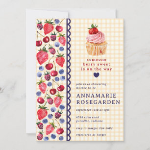 010 Amber Orange Berry Patch Cupcake Baby Shower Invitation