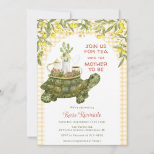 010 Amber Orange Garden Tea Turtle Baby Shower Invitation