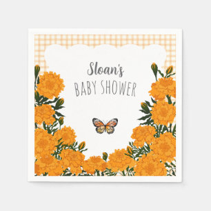 012 Copper Marigold Gingham Baby Shower Napkin