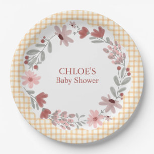 012 Copper Wildflower Bow Frame Gingham Paper Plate