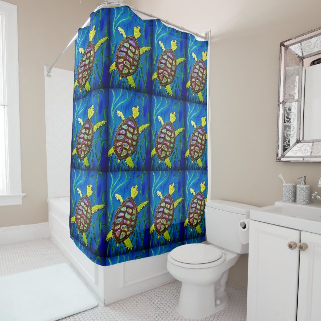 0136 - Turtle Pattern - Shower Curtain (In Situ)