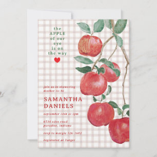 013 Chocolate Apple of Our Eye Gingham Baby Shower Invitation