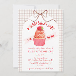 013 Chocolate Berry Sweet Strawberry Baby Shower Invitation