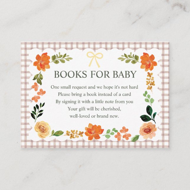 013 Chocolate Gingham Baby Shower Enclosure Card (Front)