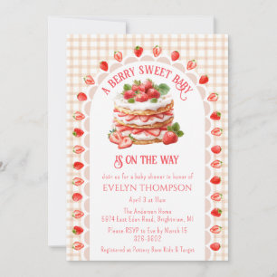 014 Latte Brown Strawberry Shortcake Baby Shower Invitation