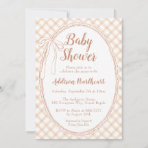 014 Latte Tan Heirloom Lace Gingham Baby Shower