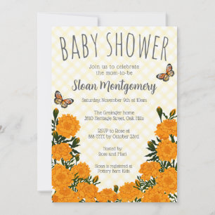 015 Lemon Monarch Butterfly Marigold Baby Shower Invitation