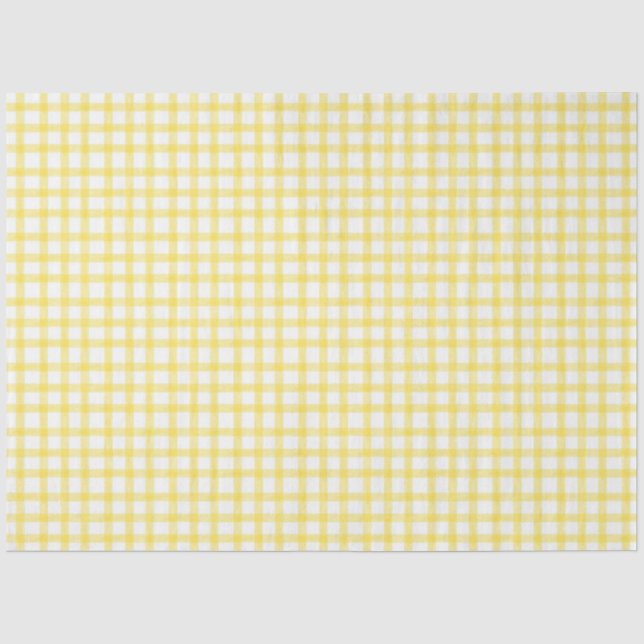 015 Lemon Yellow Gingham Tissue Paper (Front)