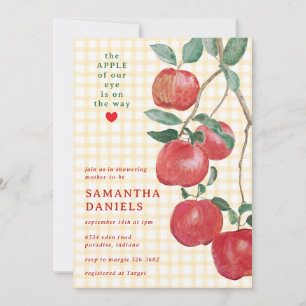 016 Marigold Apple of Our Eye Gingham Baby Shower Invitation