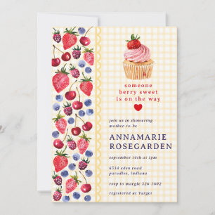 016 Marigold Berry Patch Cupcake Baby Shower Invitation