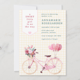 016 Marigold Sweet Floral Girl Bike Baby Shower Invitation