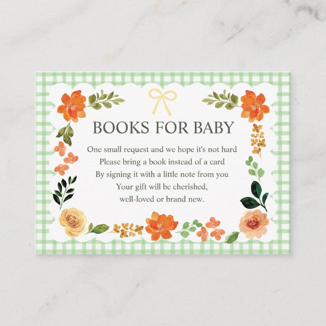 018 Grass Gingham Baby Shower Enclosure Card (Front)
