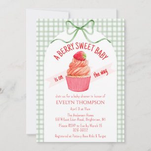 019 Forest Berry Sweet Strawberry Baby Shower Invitation