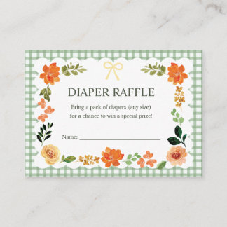 019 Forest Gingham Baby Shower Diaper Raffle Enclosure Card