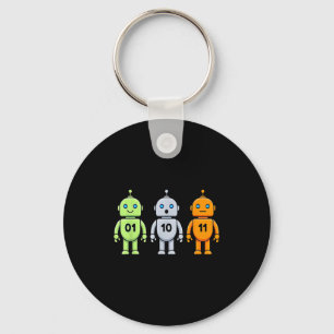 01 10 11 robot programming funny men women kids key ring