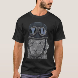 01 Brown Poodle Wearing Vintage Motorcycle Helmet T-Shirt