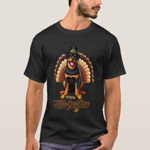 01 Funny Poodle Dog with Turkey Feathers Thanksgiv T-Shirt