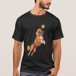 01 Playful Poodle Fetching Chasing Tennis Ball T-Shirt