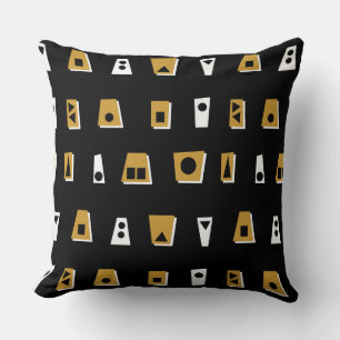 020216 - Gold Brown, White and Black on Black Cushion
