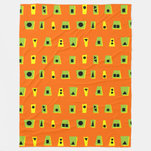 020216 - Green, Yellow and Black on Orange FF6600 Fleece Blanket