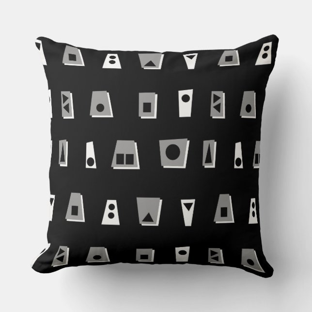 020216 - Grey, White and Black on Black Cushion (Front)