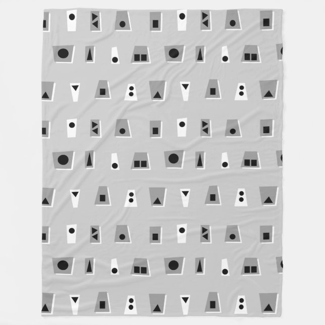 020216 - Grey, White and Black on Grey CCCCCC Fleece Blanket (Front)