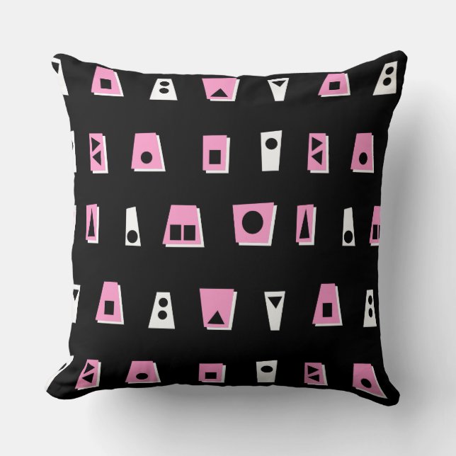 020216 - Pink, White and Black on Black Cushion (Front)