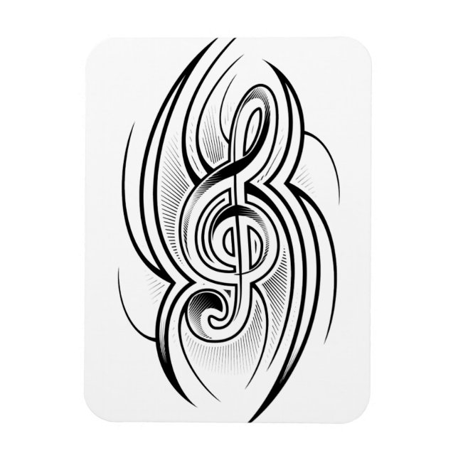 028 BLACK WHITE TREBLE CLEF TATTOO VECTOR DESIGN M MAGNET (Vertical)