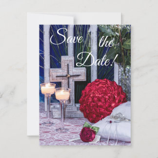 0294-Red Bouquet with Red Ring & Cross Postcard