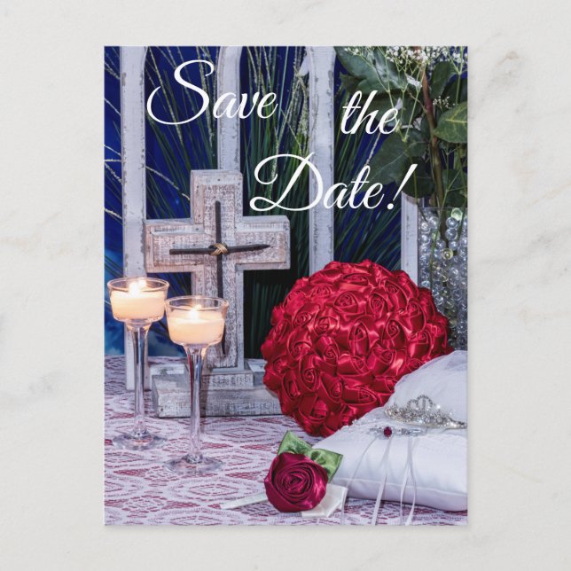 0294-Red Bouquet with Red Ring & Cross Postcard (Front)