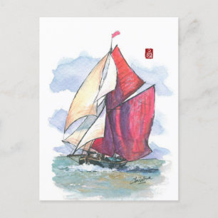 (029) Thames Sailing Barge Sailboat Postcard