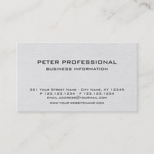 02 Professional Business Card White Leather Photo (Front)