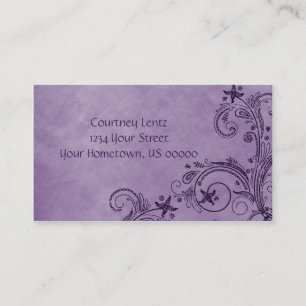 02 Purple Distressed Floral Business Card