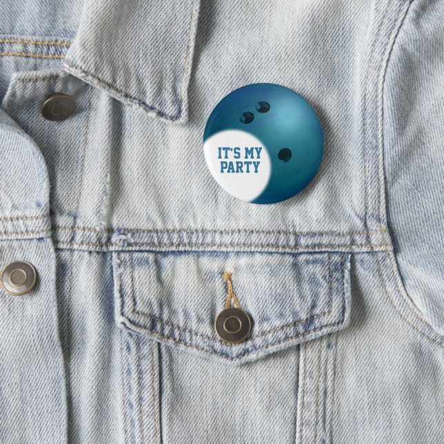 02of12 Birthday Custom Blue Bowling Ball 6 Cm Round Badge (In Situ)