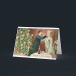 033 Vintage Christmas Card Romantic Lovers Couple<br><div class="desc">This year, send your loved ones Christmas cards that will be cherished forever. This wholesome card features a lovely vintage design from a real card from the good old days. This card is completely customisable and blank on the inside giving you plenty of space to write your personalised message! Put...</div>