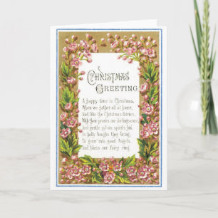 039 Vintage Christmas Card Floral Flowers Poem