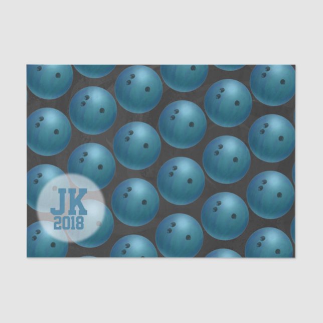 03of12 Blue Bowling Ball Pattern Tissue Paper (Front)