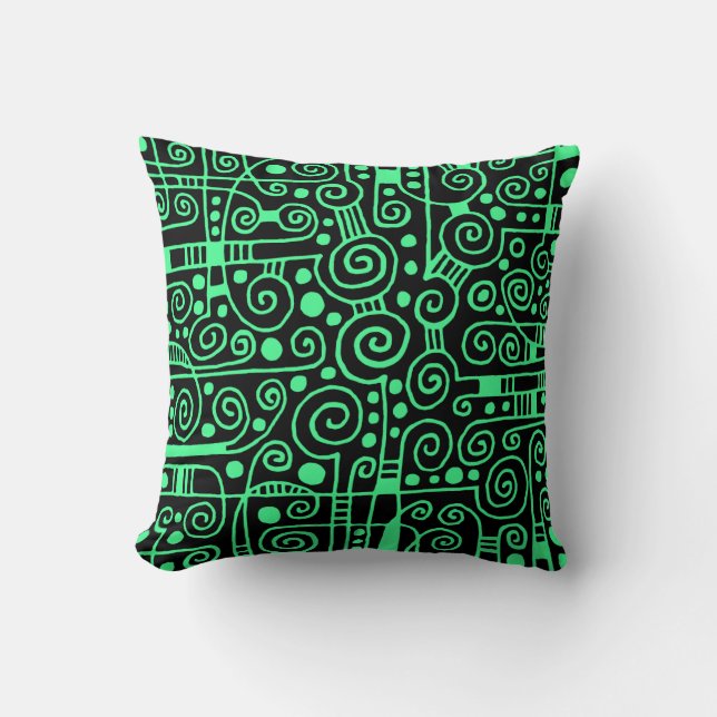040512 - Mint Green on Black Cushion (Front)