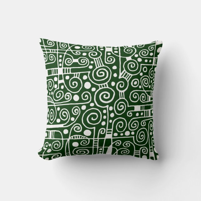 040512 - White on Warm Dark Green Cushion (Front)