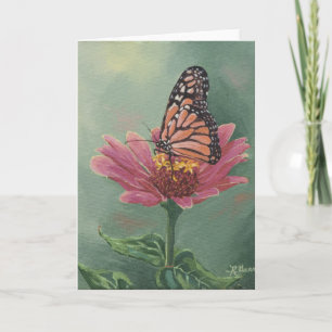 0465 Monarch Butterfly on Zinnia Greeting Card