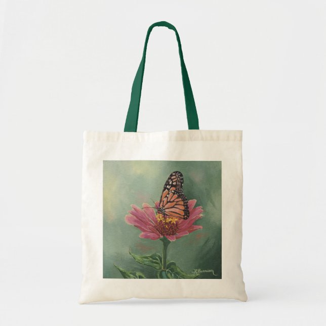 0465 Monarch Butterfly on Zinnia Tote Bag (Front)