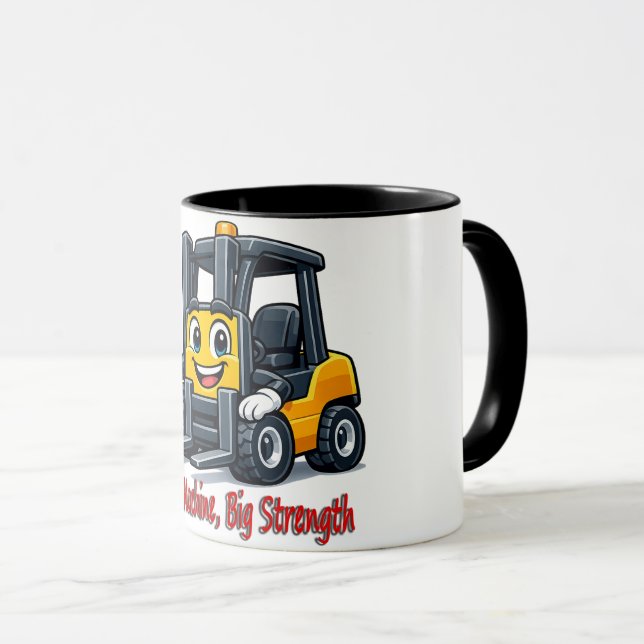 0499 Happy Forklift Cartoon Mascot Mug (Front Right)