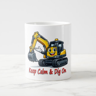 0499AC20A1 Happy Forklift Cartoon Mascot Large Coffee Mug