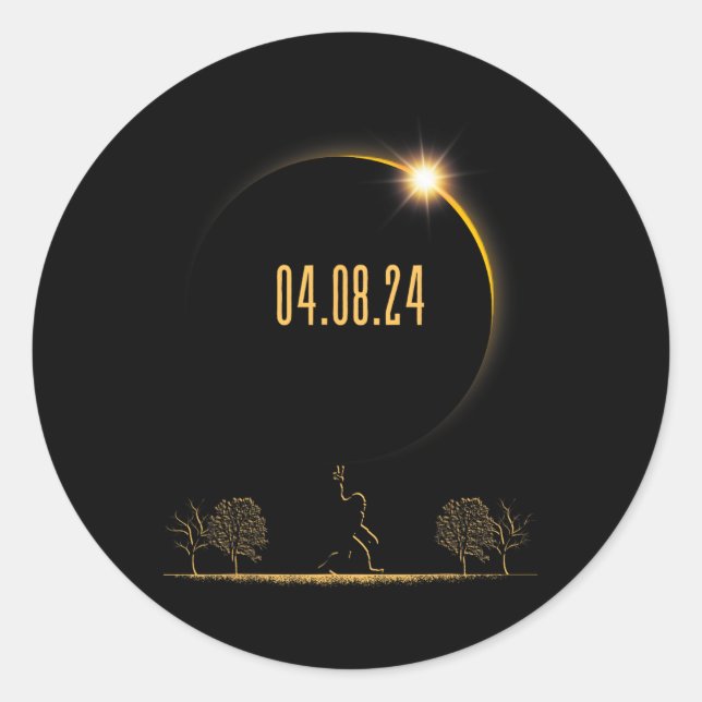 04.08.24 Total Solar Eclipse 2024  Classic Round Sticker (Front)