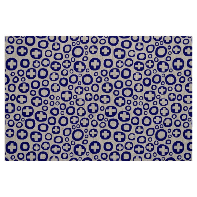 050215 - Deep Navy Blue on White Fabric (Fat Quarter)