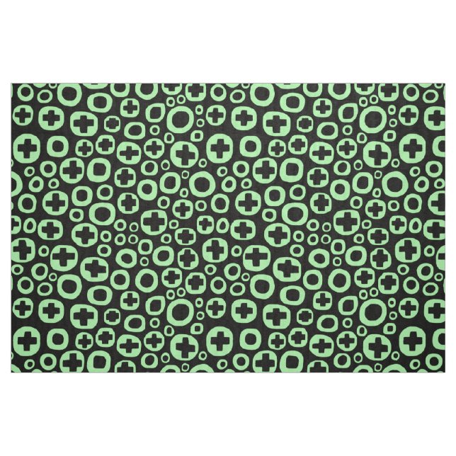 050215 - Mint Green on Black Fabric (Fat Quarter)