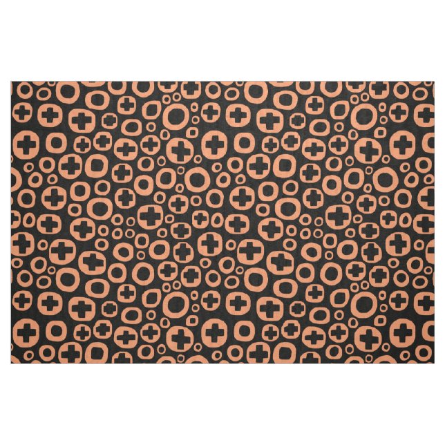 050215 - Peach on Black Fabric (Fat Quarter)