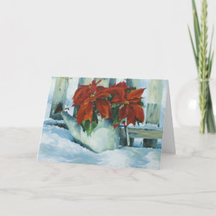 0525 Poinsettia in Watering Can Holiday Card