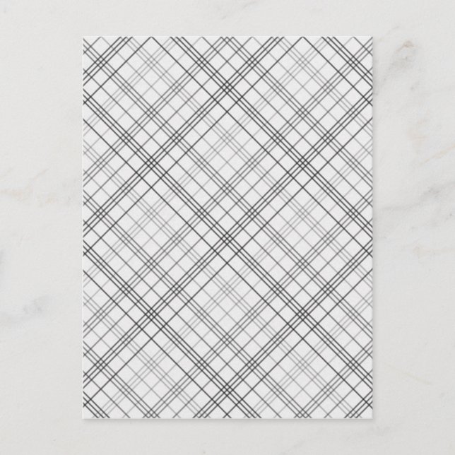 056 PLAID WHITE BLACK GREY GRAY PATTERN BACKGROUND POSTCARD (Front)